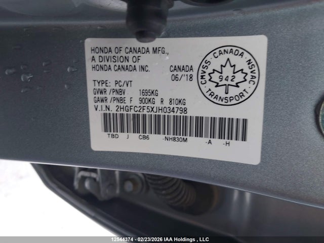 Продажа на аукционе авто 2018 Honda Civic Lx, vin: 2HGFC2F5XJH034798, номер лота: 12544374