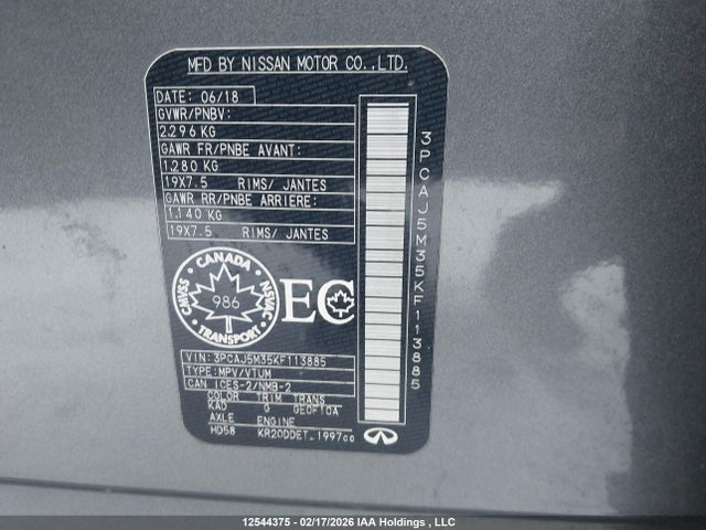 3PCAJ5M35KF113885 Infiniti Qx50 Autograph/essential/luxe/proactive/sensory