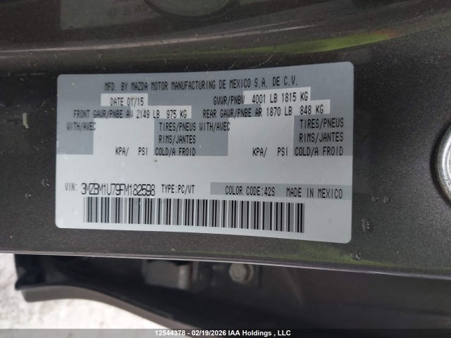 3MZBM1U79FM182598 Mazda MAZDA3