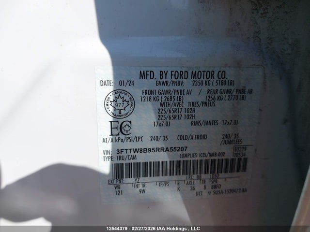 Продажа на аукционе авто 2024 Ford Maverick Xl, vin: 3FTTW8B95RRA55207, номер лота: 12544379