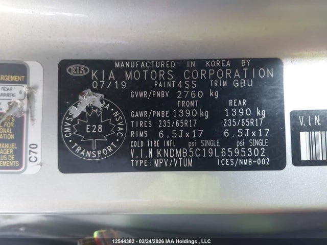 KNDMB5C19L6595302 KIA Sedona Lx/ex