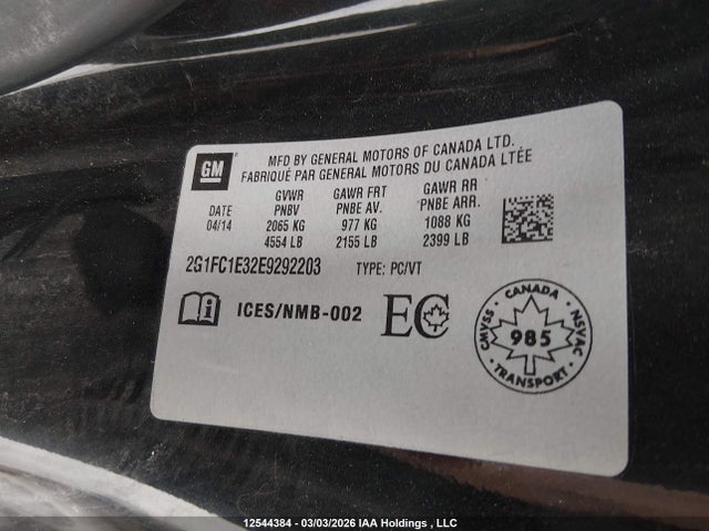 Продаж на аукціоні авто 2014 Chevrolet Camaro Lt, vin: 2G1FC1E32E9292203, номер лоту: 12544384