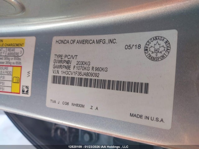 Honda Accord Sport 2018 1HGCV1F35JA809092 Image 9