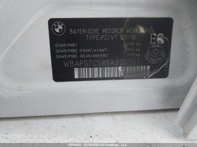Aukcja sprzedaży 2011 Bmw 323i, vin: WBAPG7C58BA936551, numer aukcji: 12544422
