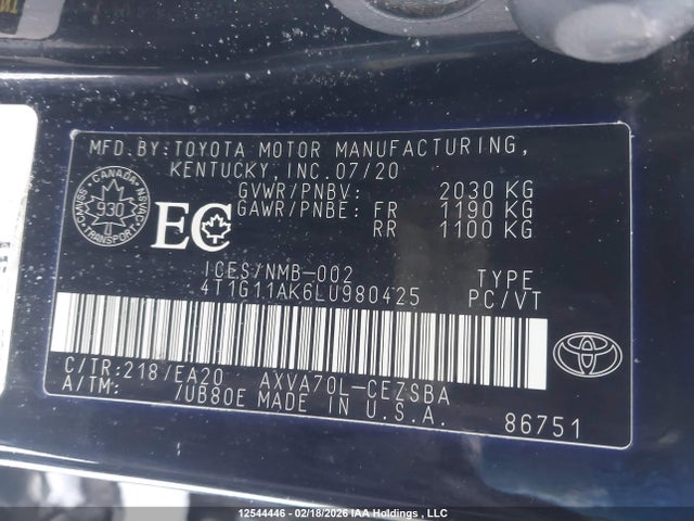 4T1G11AK6LU980425 Toyota CAMRY SE