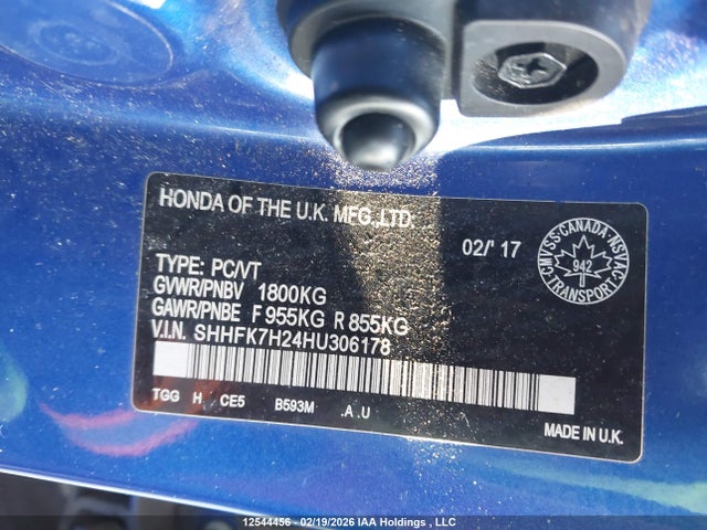 SHHFK7H24HU306178 Honda Civic Lx