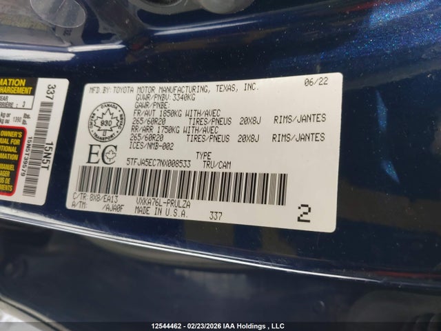 5TFJA5EC7NX008533 Toyota Tundra Limited