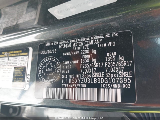 Продаж на аукціоні авто 2013 Hyundai Santa Fe Sport, vin: 5XYZU3LB9DG107395, номер лоту: 12544482