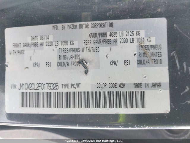 Mazda Mazda5 Gs 2015 JM1CW2CL2F0179325 Image 9