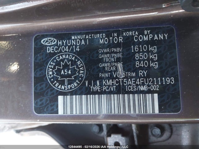 Hyundai ACCENT GS 2015 KMHCT5AE4FU211193 Image 19