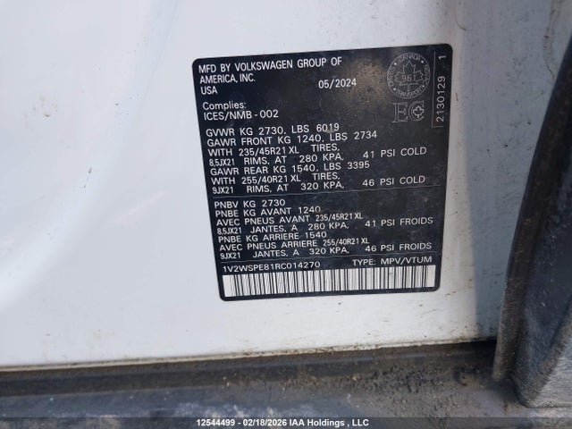 Aukcja sprzedaży 2024 Volkswagen Id.4 Pro, vin: 1V2WSPE81RC014270, numer aukcji: 12544499