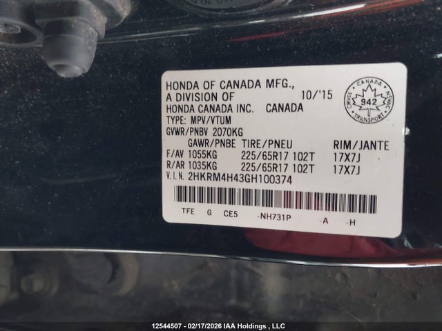 2HKRM4H43GH100374 Honda CR-V SE