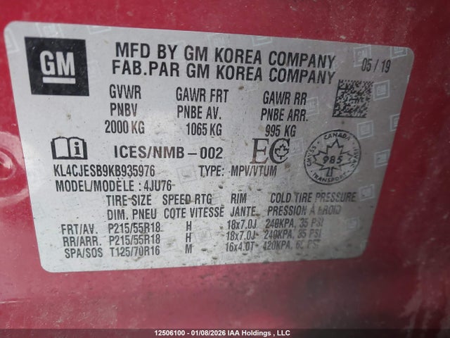 KL4CJESB9KB935976 Buick Encore Preferred