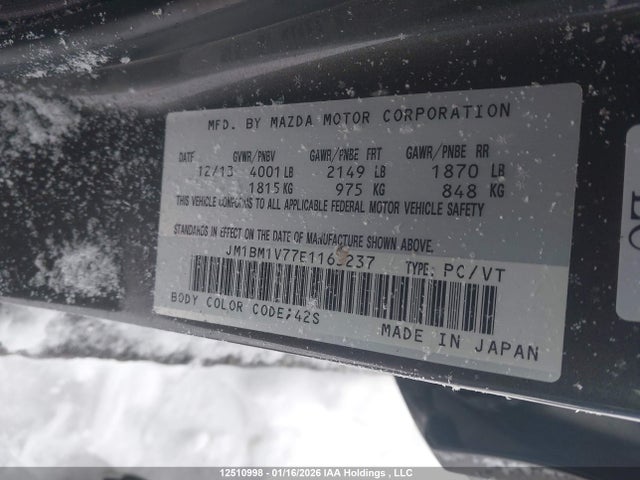 JM1BM1V77E1163237 Mazda Mazda3 Gs-sky