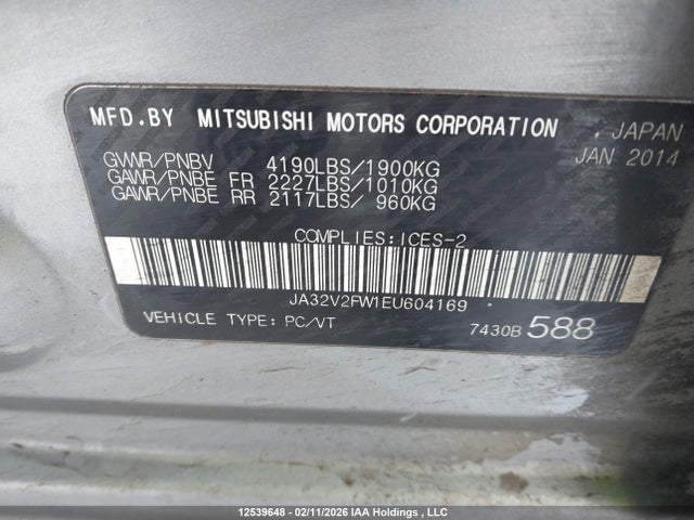 JA32V2FW1EU604169 Mitsubishi Lancer Gt Awc/se Awc