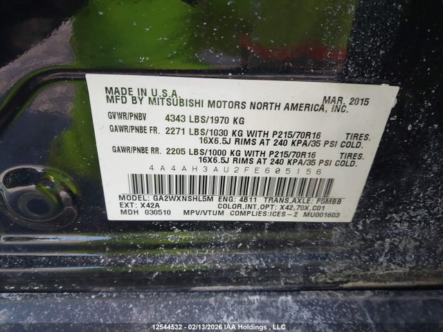 4A4AH3AU2FE605156 Mitsubishi Rvr Se/es