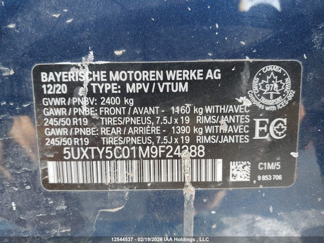 5UXTY5C01M9F24288 BMW X3 Xdrive30i
