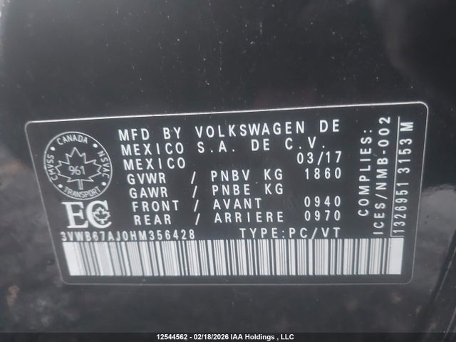 3VWB67AJ0HM356428 Volkswagen Jetta