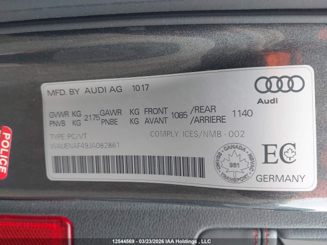 WAUENAF49JA082861 Audi A4 Premium Plus
