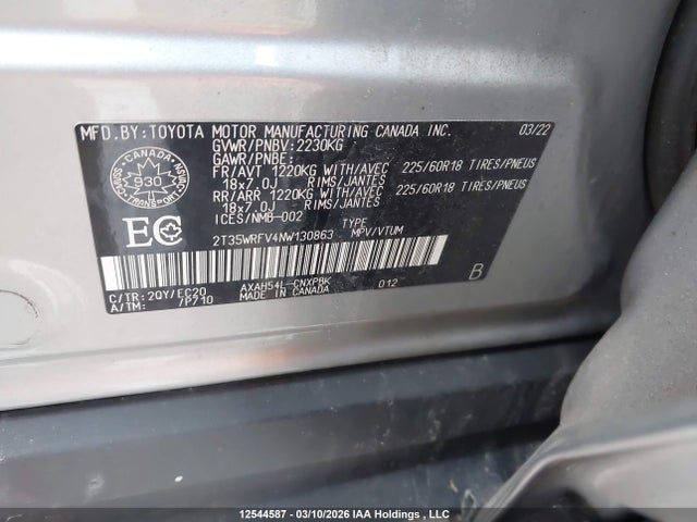 Aukcja sprzedaży 2022 Toyota Rav4 Hybrid Xse, vin: 2T35WRFV4NW130863, numer aukcji: 12544587