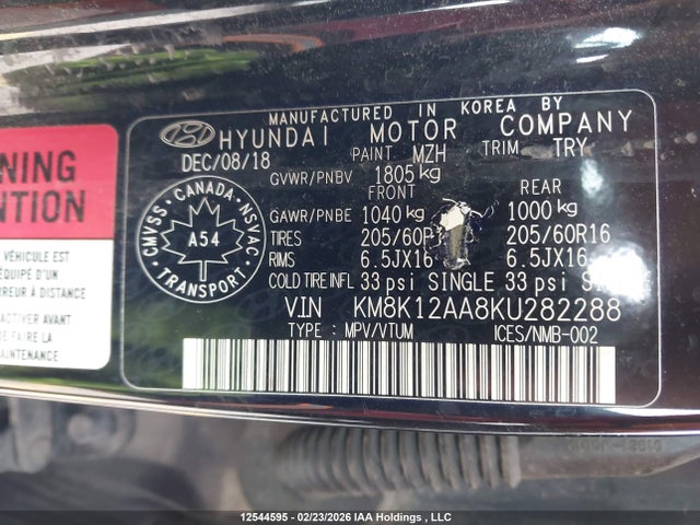 KM8K12AA8KU282288 Hyundai Kona Se