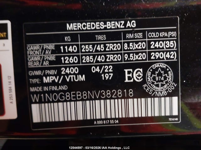 W1N0G8EB8NV382818 Mercedes-Benz Glc 300 4matic