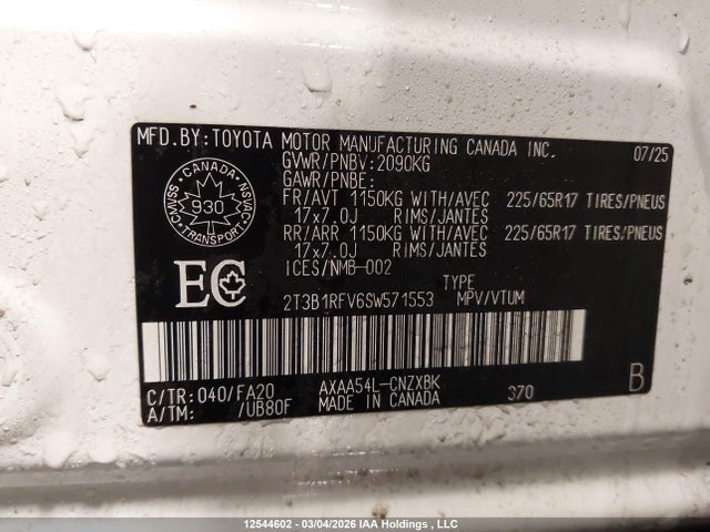 2T3B1RFV6SW571553 Toyota RAV4 LE