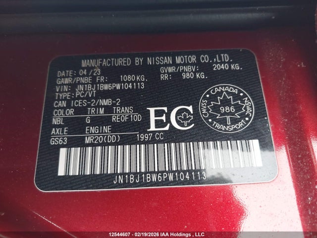 JN1BJ1BW6PW104113 Nissan Qashqai Sv