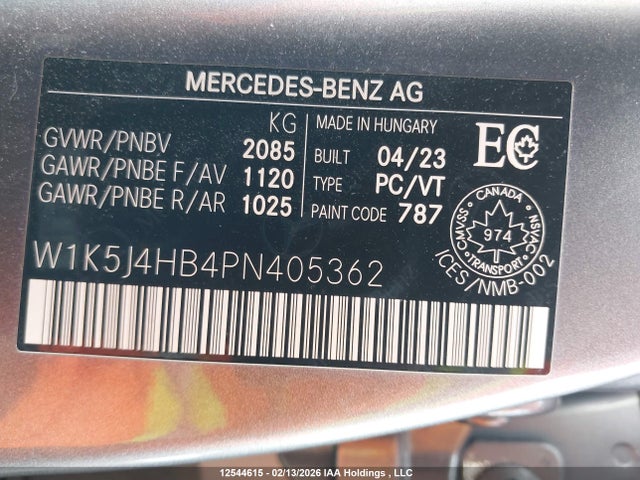 W1K5J4HB4PN405362 Mercedes-Benz CLA 250 4MATIC