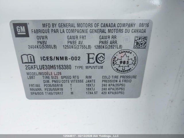 2GKFLUE30H6163380 GMC Terrain Slt