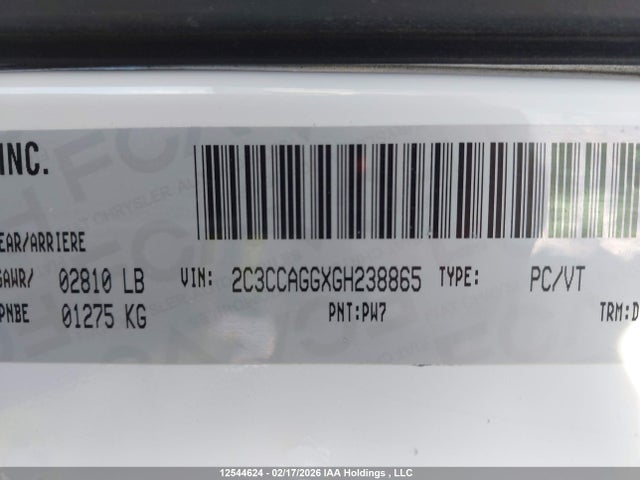 12544624 :رقم المزاد ، 2C3CCAGGXGH238865 vin ، 2016 Chrysler 300 S مزاد بيع