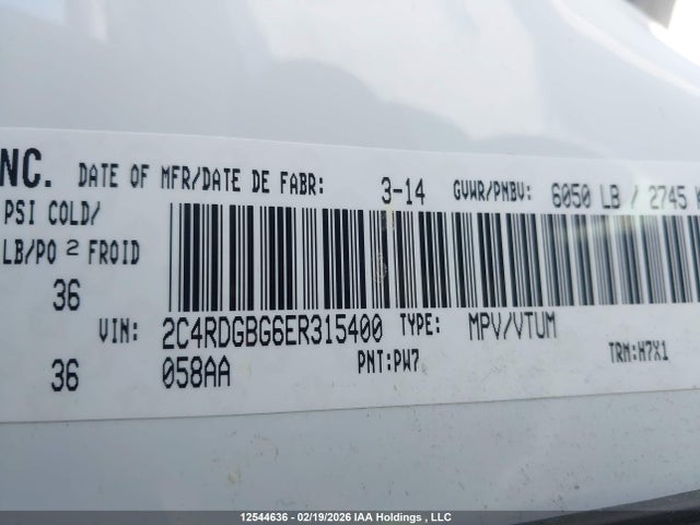 2C4RDGBG6ER315400 Dodge Grand Caravan Se/sxt