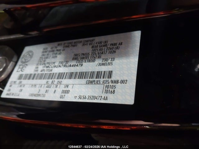 Aukcja sprzedaży 2024 Ford Escape Active, vin: 1FMCU9GN7RUA46479, numer aukcji: 12544637