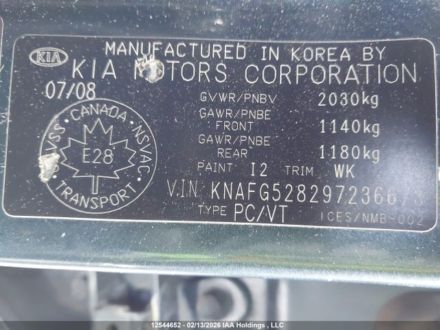 Aukcja sprzedaży 2009 Kia Rondo Ex/ex-premium/lx, vin: KNAFG528297236673, numer aukcji: 12544652