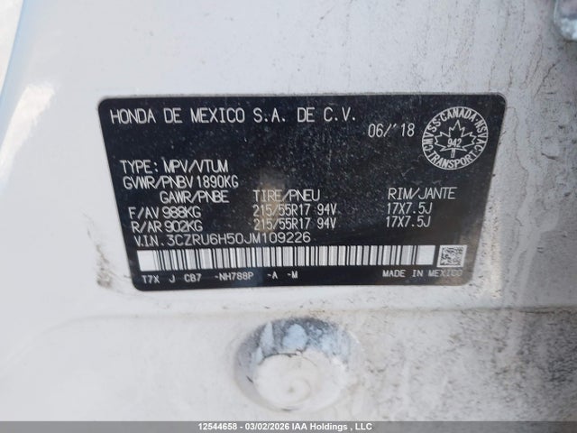 3CZRU6H50JM109226 Honda HR-V EX