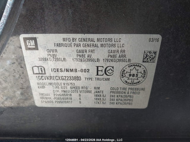 1GCVKRECXGZ233803 Chevrolet Silverado 1500 2lt
