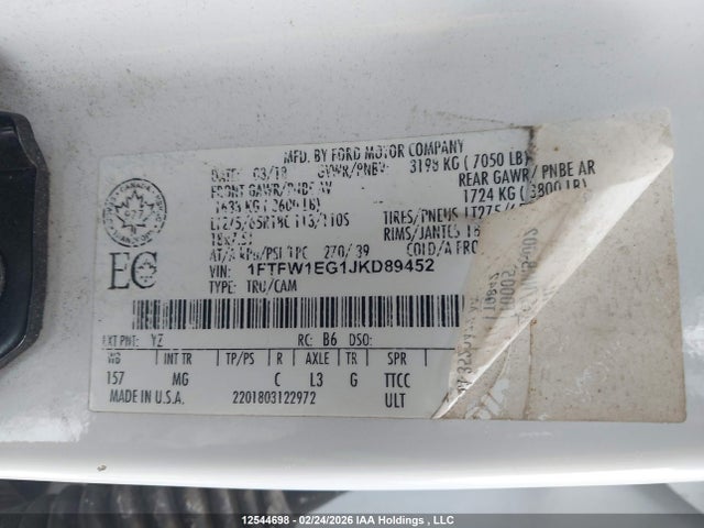 1FTFW1EG1JKD89452 Ford F150 Supercrew
