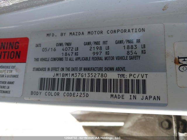 JM1BM1M37G1352780 Mazda 3 TOURING