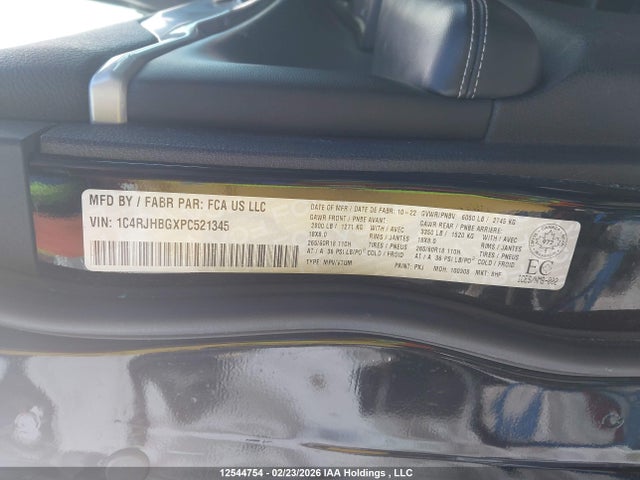 1C4RJHBGXPC521345 Jeep Grand Cherokee Limited