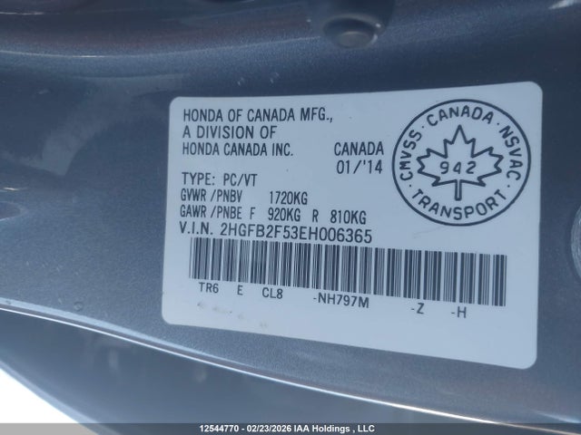 Honda CIVIC EX 2014 2HGFB2F53EH006365 Image 9