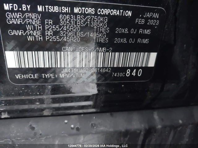JA4T5UA93PZ614642 Mitsubishi Outlander Phev Le/sel
