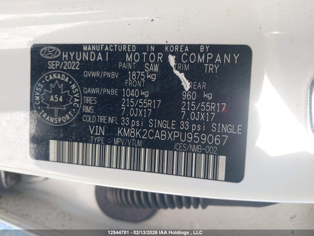 KM8K2CABXPU959067 Hyundai Kona Se