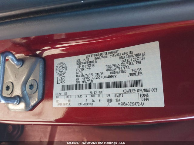 1FMCU9G90FUC49972 Ford ESCAPE SE