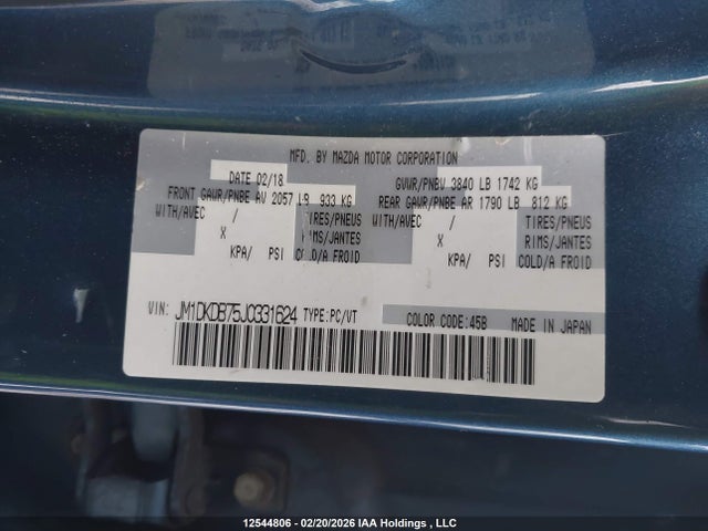 Aukcja sprzedaży 2018 Mazda Cx-3 Sport, vin: JM1DKDB75J0331624, numer aukcji: 12544806