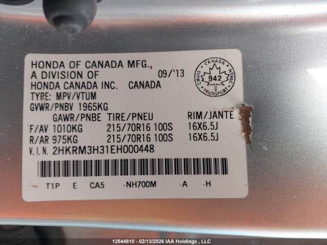 2HKRM3H31EH000448 Honda CR-V LX