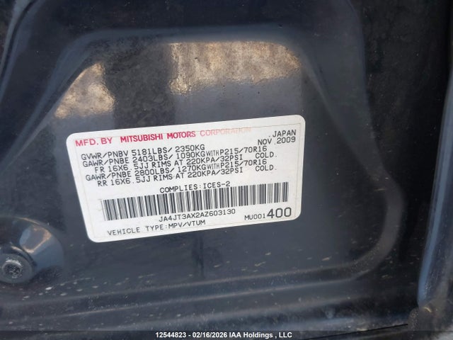 Продаж на аукціоні авто 2010 Mitsubishi Outlander, vin: JA4JT3AX2AZ603130, номер лоту: 12544823