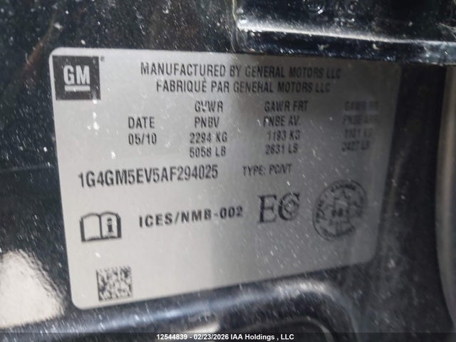 2010 Buick Allure მანქანა იყიდება აუქციონზე, vin: 1G4GM5EV5AF294025, აუქციონის ნომერი: 12544839
