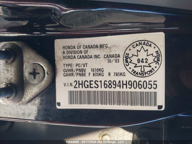 2004 Honda Civic Si Si მანქანა იყიდება აუქციონზე, vin: 2HGES16894H906055, აუქციონის ნომერი: 12544859