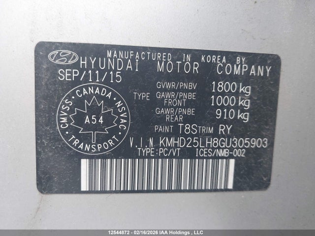 KMHD25LH8GU305903 Hyundai Elantra Gt Gl