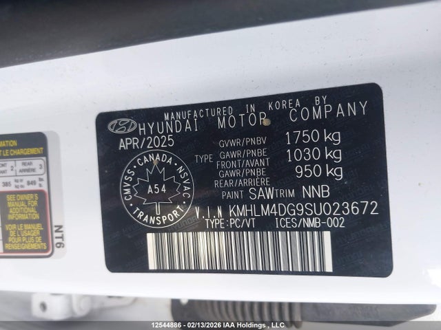 KMHLM4DG9SU023672 Hyundai Elantra Sel Sport